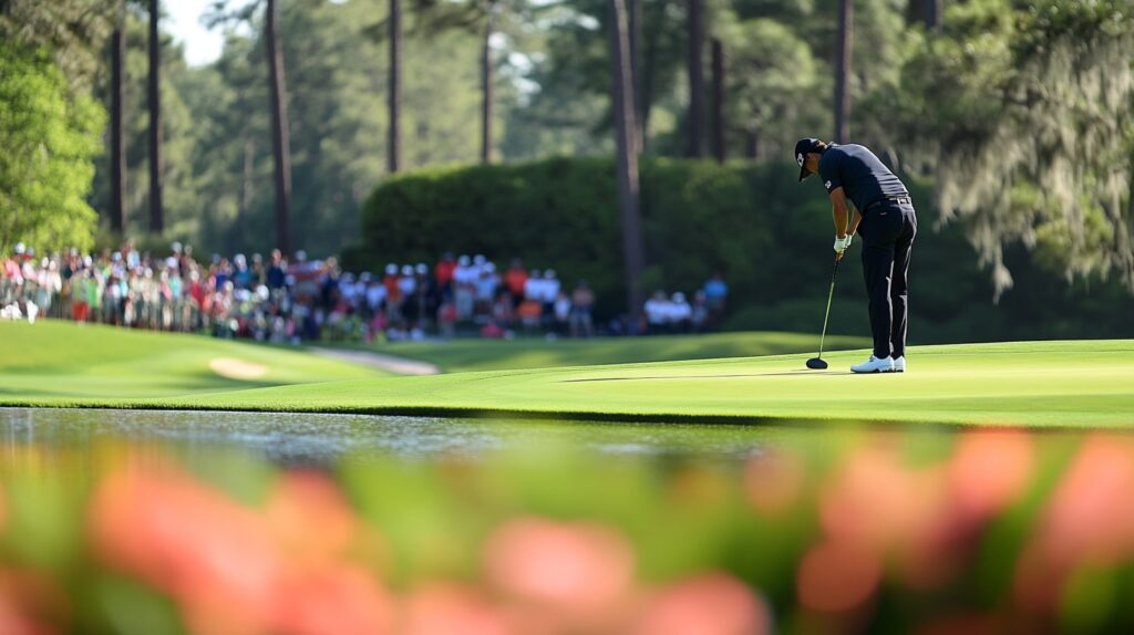 Golf destinations tournament lovers: A golfer practicing putting at a world-class golf destination during a tournament