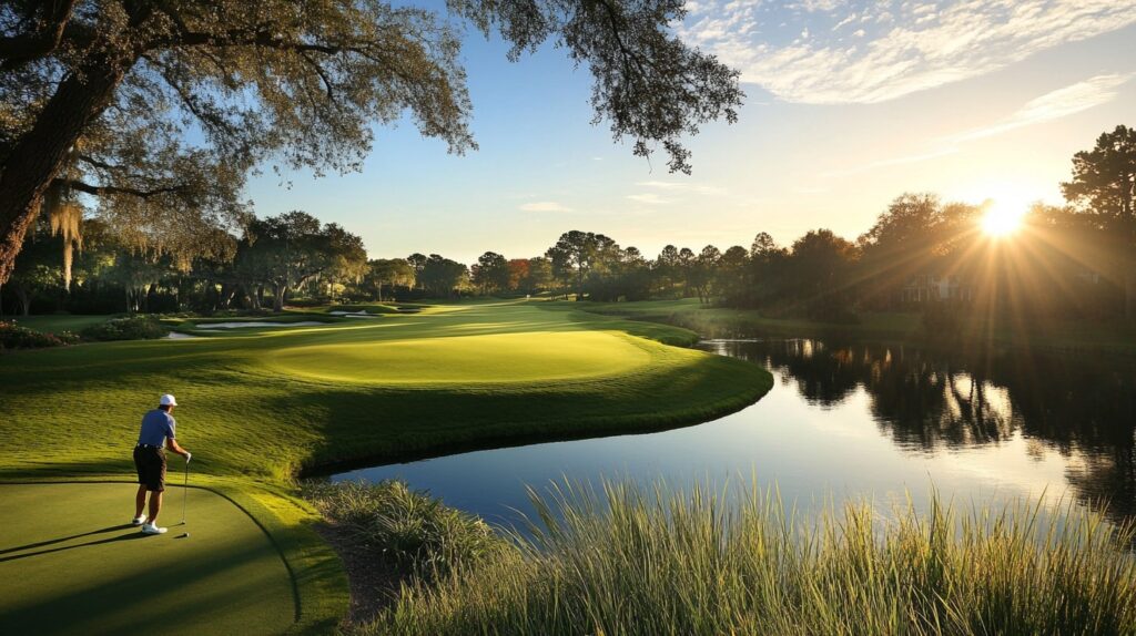 Golfer at Bay Hill Club & Lodge, one of the top golf resorts for PGA Tour fans.