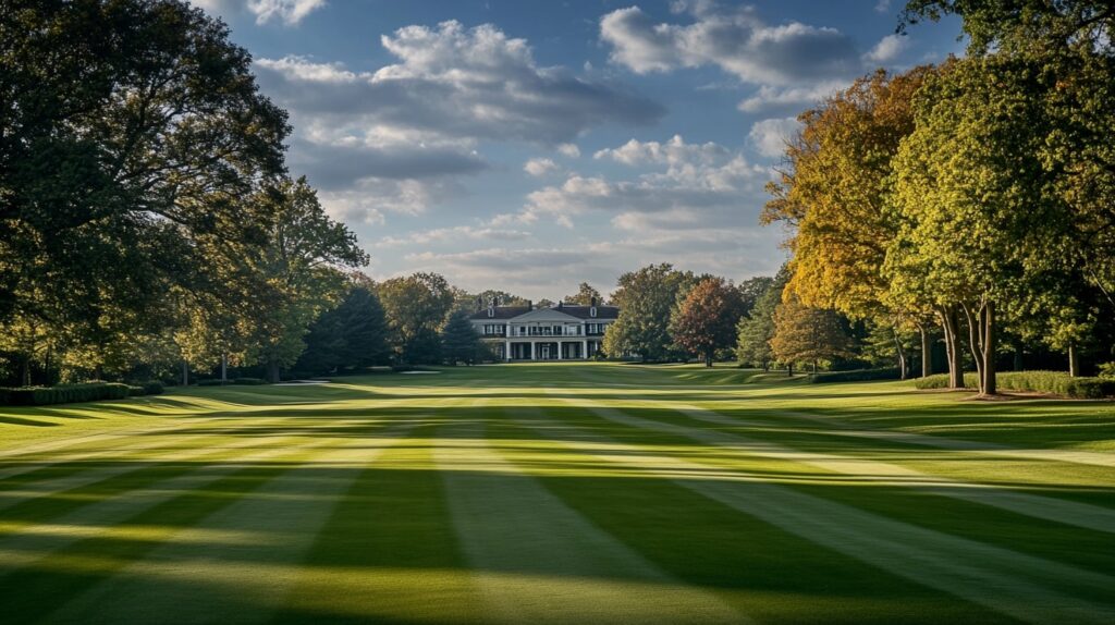 A stunning sunrise over Oak Hill Country Club, highlighting its significance in historic golf PGA Championship events.