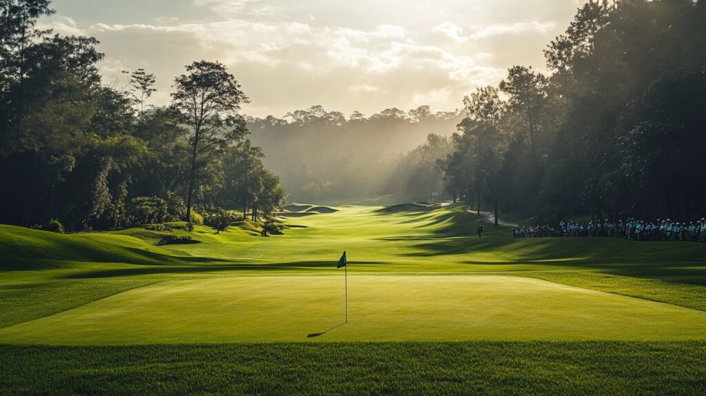 Top PGA golfers in 2025 teeing off at a major tournament, with the crowd and fairway in the background.